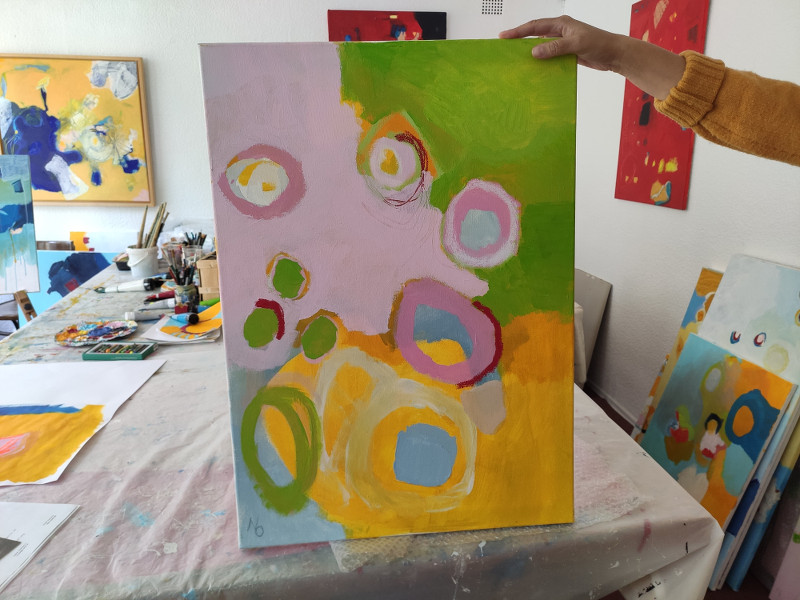 Nicole-Olsowski - Bild Farben gelb, grün, rosa, blau